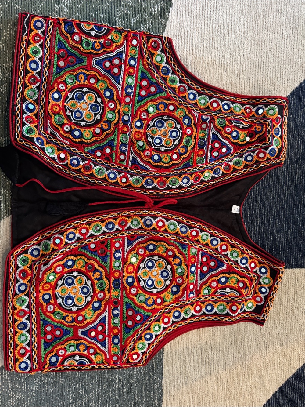 Embroidered Black Multi-Color Boho Vest